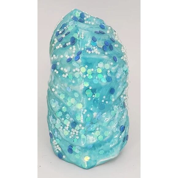 Vintage Blown Glass Sea Shell Beaded Christmas Ornament Teal Blue PB178 - Picture 2 of 5